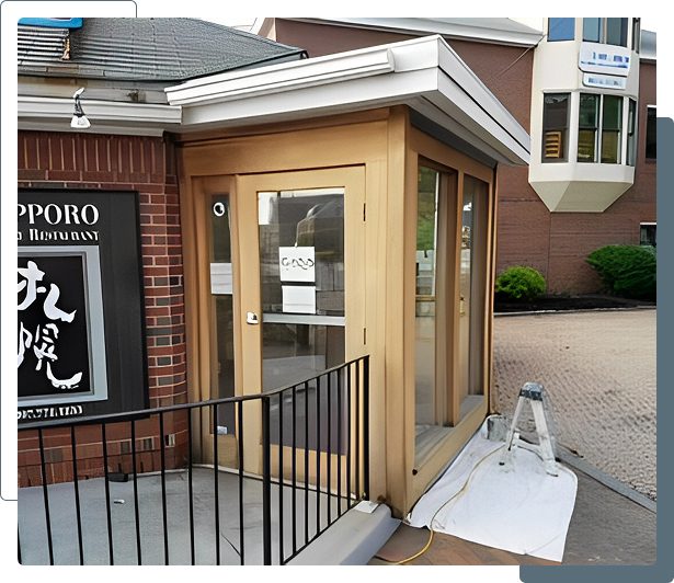 Small wooden entrance to a building.